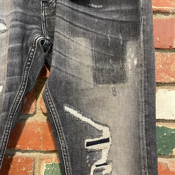 The Kooples distressed painted black slim fit  jeans NWT - Picture 4 of 9